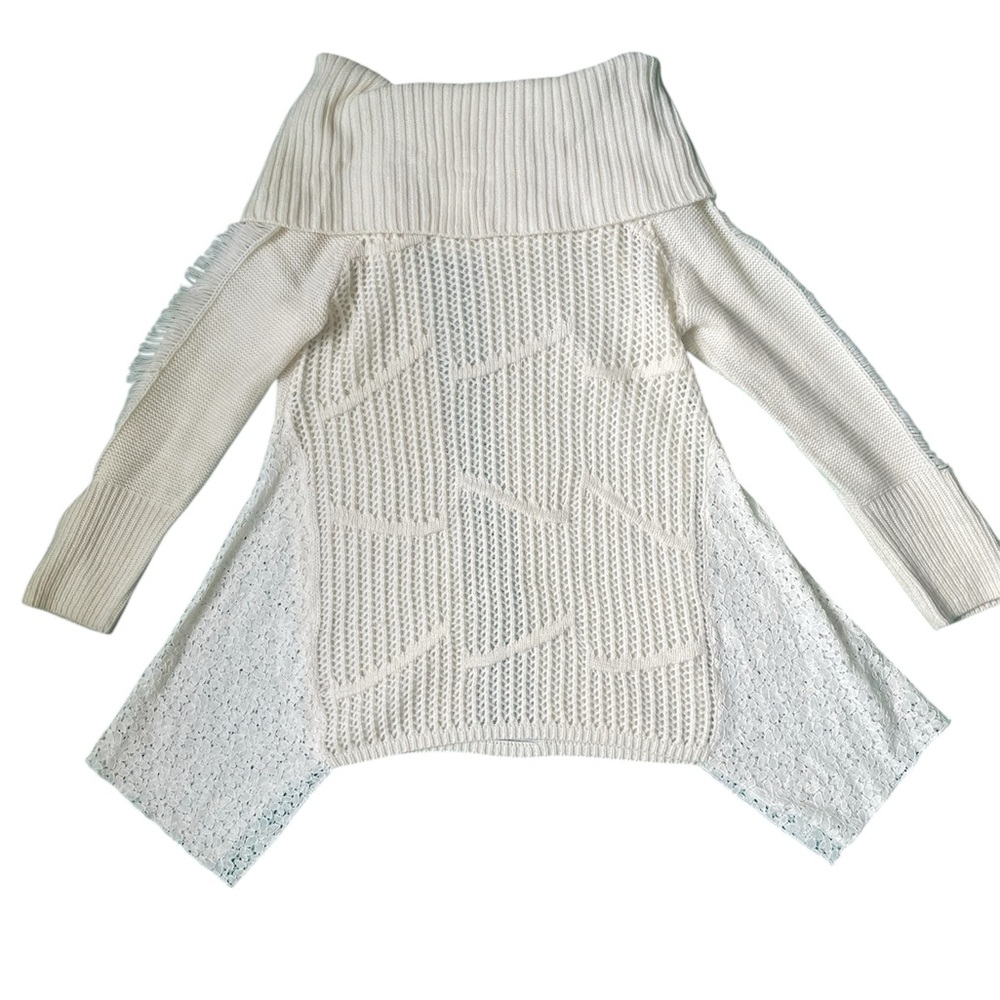 Kate & Mallory Cream Asymmetrical Cowl Neck Sweater